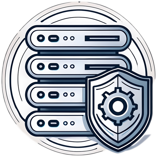 Web hosting, website security, and maintenance icon showing protected server stack